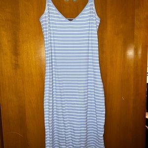 Blue and white womens striped dress